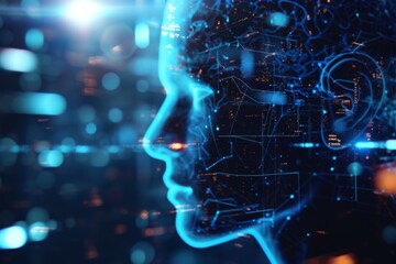 AI Brain Chip proxy. Artificial Intelligence brain mind visual cognition axon. Semiconductor epilepsy management circuit board thermal interface material