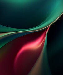 Abstract black, pink and green gradient textured background with smooth waves