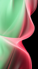 Abstract black, pink and green gradient textured background with smooth waves