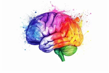 Foto op Aluminium AI Brain Chip connectivity. Artificial Intelligence gamma human neon turquoise mind circuit board. Neuronal network brainwave decoder chip smart computer processor ai demand forecasting © Leo