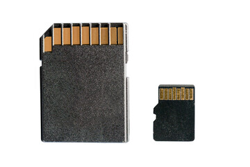 Flash memory cards isolated on transparent background, png file