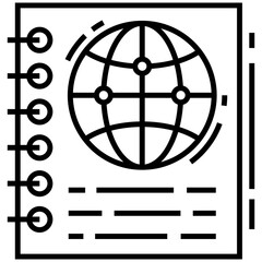 Travel guide, atlas book line icon 