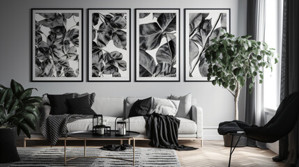 hyper-realistic images showcasing abstract patterns created  with Pothos vines in monochrome. Frame the scenes to emphasize the organic and artistic nature of the Pothos, adding a cinematic touch