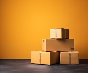 Four cardboard boxes stock photo