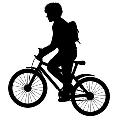 Obraz premium man ride bicycle silhouette
