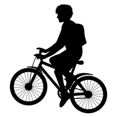 Obraz premium man ride bicycle silhouette