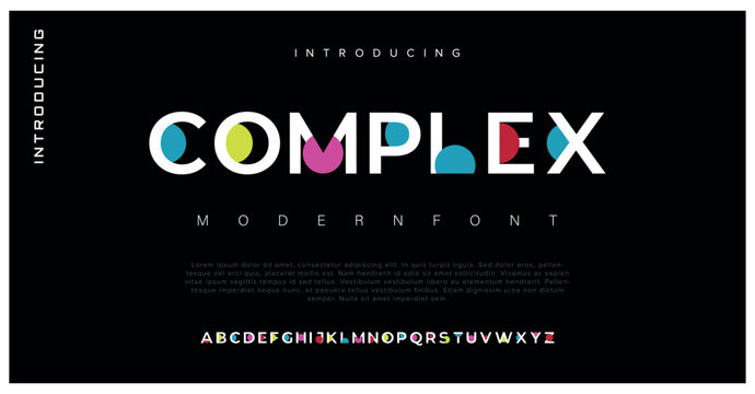 Complex Modern abstract digital alphabet font. Minimal technology typography, Creative sport font and with numbers. vector illustration Free Vector
