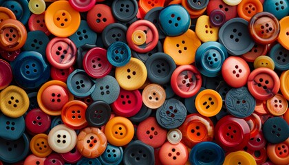 Fototapeta na wymiar Vibrant Assortment of Sewing Buttons, Textile Crafting Concept