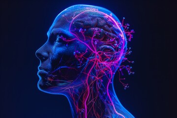 AI Brain Chip learning. Artificial Intelligence degradation mind corticotropin releasing hormone circuit board. Neuronal network infrastructure as code processing data processing workflow