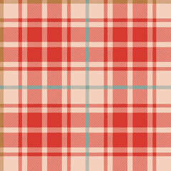 Beige and red tartan checkered plaid pattern