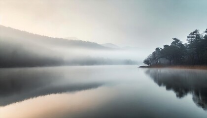 Fototapeta premium misty morning on the lake