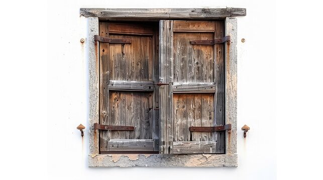 Wooden window isolated on white background.