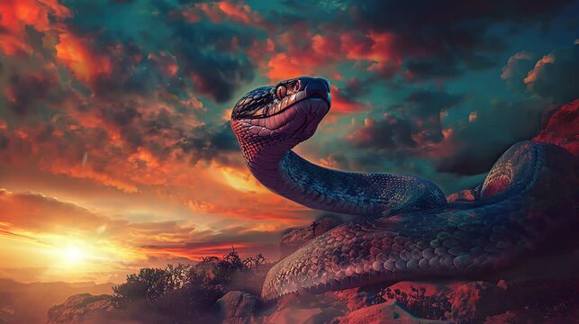 a large snake stalking its prey. seamless looping time-lapse virtual 4k video Animation Background.