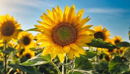 sunflower with leaves