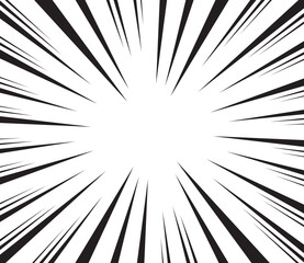 Comic burst background. Halftone effect. Abstract radial, convergent lines. Explosion, radiation, zoom, visual effect. Sun or star rays for Comic Books in pop art style.	