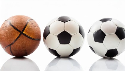 soccer balls collection isolated on a white