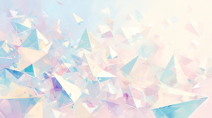 パステルカラーの色々な多角形の抽象的水彩イラスト背景