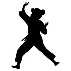 Fototapeta na wymiar girl martial art silhouette
