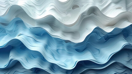 Papercut art wave line layers Abstract background, white blue color background with waves, cracks in paper , collage paper, warm light, paper top view, ratio 16:9 cover banner wallpaper