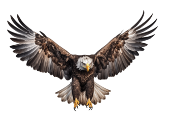 Flying eagle isolated on transparent background. Generative AI
