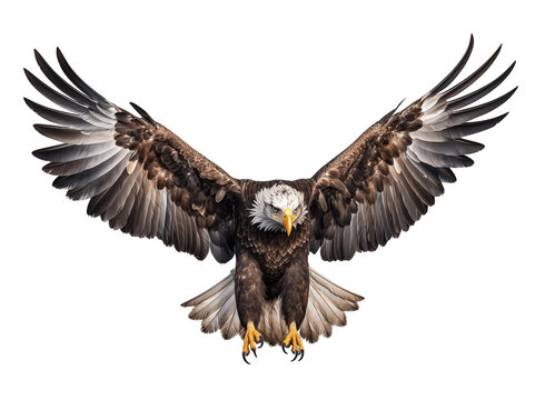 Flying eagle isolated on transparent background. Generative AI