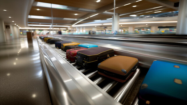 Conveyor belt full of luggage