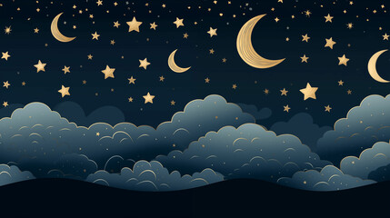 Obraz na płótnie Canvas Starry night sky with clouds. Generative AI
