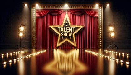 Grand Talent Show Stage with Starry Backdrop