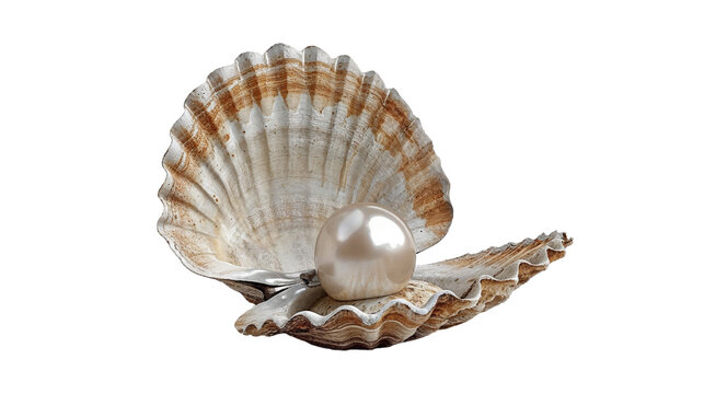 Pearl shell isolated on white transparent, PNG
