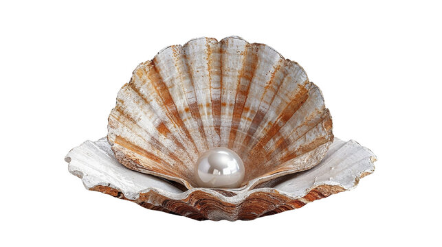 Pearl shell isolated on white transparent, PNG