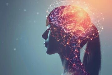 AI Brain Chip neurocomputing. Artificial Intelligence optimization mind brainwave regulation axon. Semiconductor application specific integrated circuit circuit board epilepsy - obrazy, fototapety, plakaty