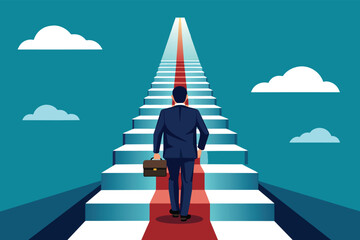 stairs to the goal achieving the target, businessman goal achieving vector illustration, Success and goal achievement, and businesswoman career vector illustration