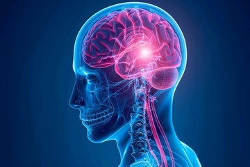 AI Brain Chip circuit. Artificial Intelligence solving human nas mind circuit board. Neuronal network hardware development computer processor psychiatric disorders