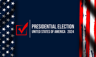 USA 2024 Presidential Elections Event Banner, background, card, poster design. Presidential Elections 2024 Banner with American colors design and typography. Vote day, November 5. US Election - obrazy, fototapety, plakaty