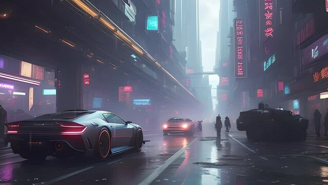 Rainy Cyberpunk City - Generative Ai, &uuml;retken yapay zeka