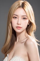 Fototapeta premium Gorgeous Asian Young Female Model - Fashion or Cosmetics Model - Surreal Beauty with Perfect Fine Features - Beautiful Smooth Hair