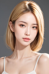 Fototapeta premium Gorgeous Asian Young Female Model - Fashion or Cosmetics Model - Surreal Beauty with Perfect Fine Features - Beautiful Smooth Hair