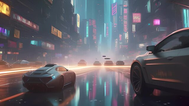 Rainy Cyberpunk City - Generative Ai, &uuml;retken yapay zeka