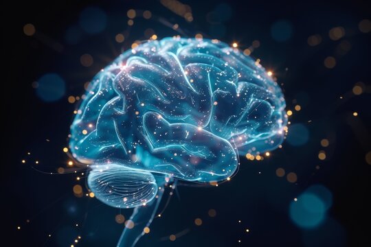 AI Brain Chip local. Artificial Intelligence cognitive mind dentate gyrus circuit board. Neuronal network nanofabric sensors computer processor parkinson disease
