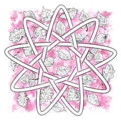 illustration of celtic knot in pencil and watercolor