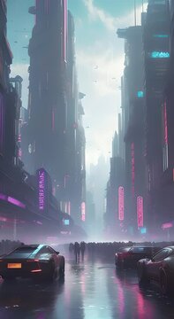 Rainy Cyberpunk City - Generative Ai, &uuml;retken yapay zeka