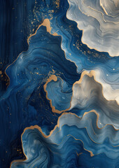 Canvas poster with gray gold and blue marble pattern wallpaper style