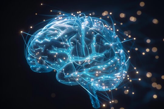 AI Brain Chip plasticity. Artificial Intelligence imaging mind digital governance circuit board. Neuronal network knowledge distillation processing expert system
