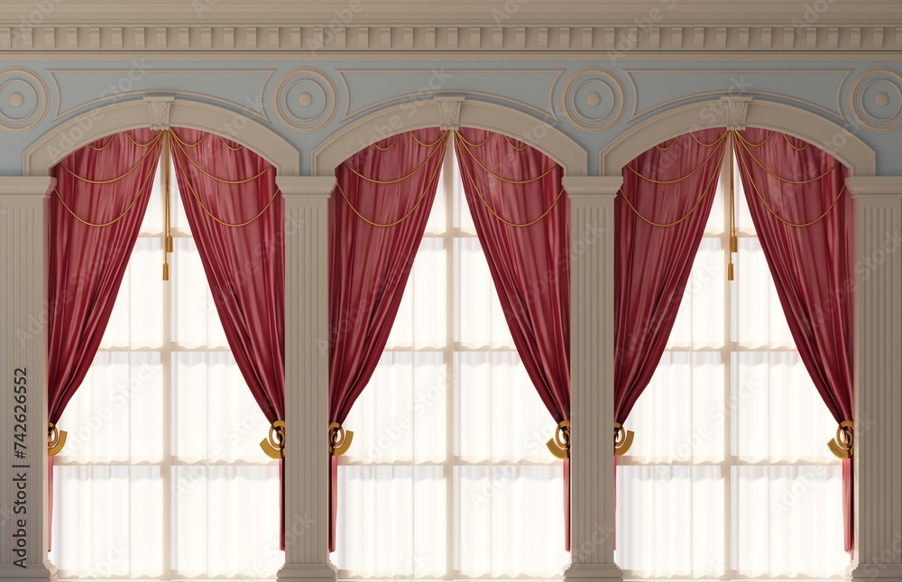 Wall mural Marble antique wall arcade and curtain