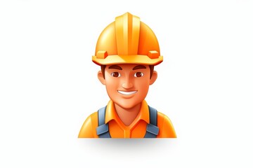 Construction worker avatar icon on white background
