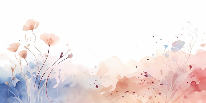 Watercolor floral background in pastel colors, Generative AI illustrations.