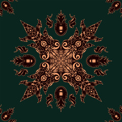 Flower seamless pattern flesh color and castleton green background number 7