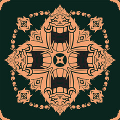 Flower seamless pattern flesh color and castleton green background number 11