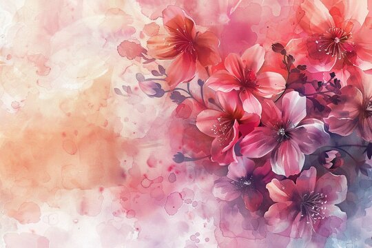 Watercolor painting of the beautiful flowers