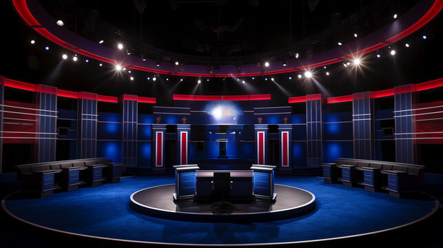 Empty US election debate stage. American debate stage